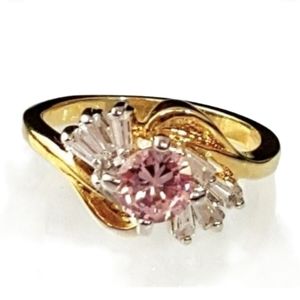 Gold Plated Ring CZ Pink Size 4 5 8